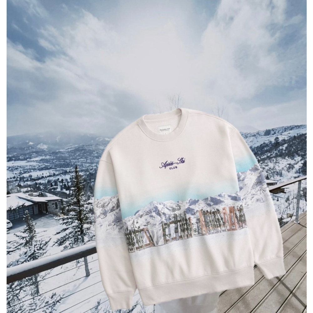 NWT Abcrombie & Fitch Ski Destination Vintage Sunday Crew